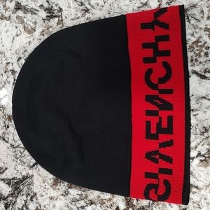 Givenchy unisex split logo wool beanie black & red